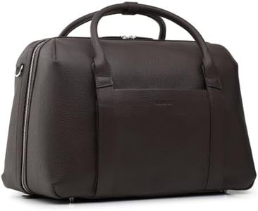 Wool & Oak Duffle Suitcase – Full-Grain Leather Travel Bag with Clamshell Opening, 33 L Capacity, Trolley Sleeve & 16″ Laptop Pocket – “DS Carry” Personal-Item Size - Pebble Leather - Chocolate