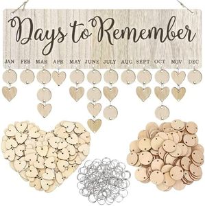 Family Birthday Board DIY Wooden Calendar Wall Hanging Birthday Reminder Plaque,with 100 Wooden Tags,Great Gift for Mom Grandma,Days to Remember