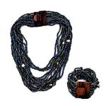 Shop LC Handmade Seed Bead Necklace & Bracelet Set - Boho Jewelry for Women - Layered Multi Strand Beaded Statement Necklaces & Bracelets w/Wooden Clasp - Necklace Length 18" - Strechable Bracelet,