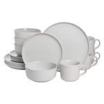 10 Strawberry Street Double Line 16 Piece Dinnerware Set, White