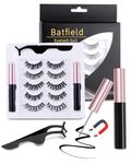 Batfield 5 Pairs Magnetic False Eyelashes - Reusable Fake Eyelashes with 2 Tubes of Eyeliner and Tweezer - Artificial Eye Lashes for Women Natural Wispy (Style 4)