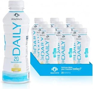 Healthwtr Daily Enhanced Water – Lemon Tangerine Flavor, 20 Vitamins & Nutrients, Antioxidants & Electrolytes, 0 Calories, 0 Carbs, 0 Sugar, Caffeine Free, 12-Pack Bottles