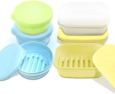 4 Pcs Waterproof Soap Case Holder Soap Dishes, FineGood Self Draining Soap Saver Portable Soap Box Tray for Bathroom - Yellow, White, Blue, Green