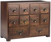 Traditional Card Catalog Solid Wood Small Chinese Medicine Small Curio Cabinet l Vintage Retro Look Tea Storage Organizer Apothecary Drawer Dresser l Modern Gadget Coffee Shelf | FULLY ASSEMBLED