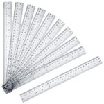 upain Rulers 30cm Multipack Shatterproof Plastic 12 Inch Transparent Ruler for School Classroom Office Supplies 10 Pack