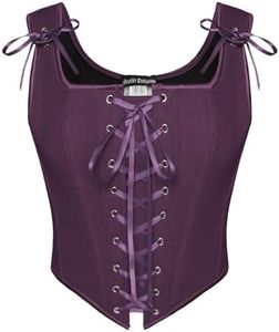 Women's Renaissance Corset Tops Lace Up Overbust Bustier Purple 8
