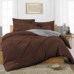 Easy Bedding- 300 Thread Count- 3 Piece Rajai/Quilt/Duvet Cover Set- 100% Cotton Duvet Cover with 2 Pillow Cover-Zipper Closure Comforter Cover-Queen Size Chocolate Solid