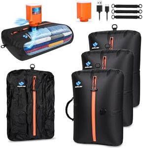 Zurligi Reusable Travel Vacuum Bags with Pump, 3Pack Anti-Rip Durable Nylon Compression Packing Cube for Clothes, IPX8 Waterproof Vacuum Compression Bags with Handle for Carry-On Luggage & Travel Gear