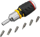 Stanley FMHT0-62688 Fatmax Stubby Ratchet Screwdriver (6 Bits), Black/Yellow, 219x99x49mm