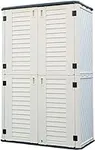HOMSPARK Vertical Storage Shed Weather Resistance, Double-Layer Outdoor Storage Cabinet Multi-Purpose for Backyards and Patios Accessories, (50 in. L x 29 in. W x 82 in. H, 53 Cubic Feet)