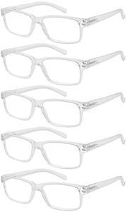 Eyekepper Mens Vintage Reading Glasses-5 Pack Clear Frame Glasses for Men Reading,+2.00 Reader Eyeglasses Women