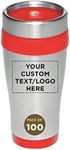 Custom Insulated Stainless Steel Travel Mugs 16 oz. Set of 100, Personalized Bulk Pack - Perfect for Coffee, Soda, Other Hot & Cold Beverages - Red