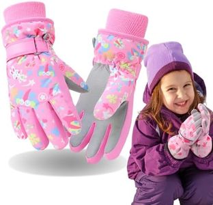KODEIPLAY Rabbit Kids Winter Gloves, Toddler Snow Glove Girls Sport Ski Mittens Snowboard Waterproof, Warm Ski Gloves for 4-6 6-8 10-12years Boys Girls