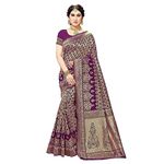 Yashika Women's Trendy Banarasi Kanjivaram Purple Color Art Silk Saree with Blouse Material (MALIYA PURPLE)