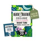 Heath & Heather Organic Soft & Sleepy Night Time Tea Bags | Individually Wrapped Herbal Tea Infusions with Camomile, Valerian & Hops | 6 Pack of 20, Total 120 Teabags