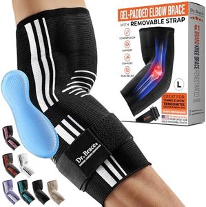 DR. BRACE® Elite Elbow Brace Support, Breathable Elbow Compression Sleeve with Gel Pad for Golfer's, Tennis Elbow & Tendonitis Treatment & Pain Relief 2024 (Black-White, Large)