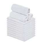 Talvania Classic White Flour Sack Towels - 12-Pack 100% Natural Ring Spun Cotton Home Kitchen Dish Towel. Soft Absorbent Tea Towel – Thick Material Great for Embroidery Measures 28” X 28” (Textured)