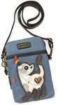 Chala Crossbody Cell Phone Purse-Women PU Leather Multicolor Handbag with Adjustable Strap, Slim Cat Blue