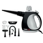 Tower T134000PL THS10 Corded Handheld Steam Cleaner with 9 Accessories, 1050W, Platinum