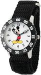 Disney Mickey Mouse Kids' Bezel Stainless Steel Time Teacher Analog Nylon Strap Watch