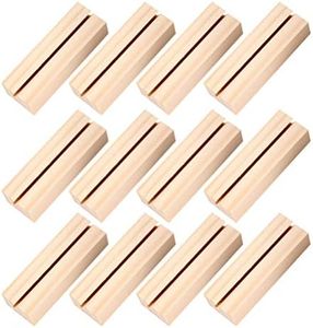 Wood Place Card Holders Rectangular Rustic Table Numbers Holder Stand Memo Holder Card Photo Picture Note Clip for Wedding Party Home Office Beige 12pcs