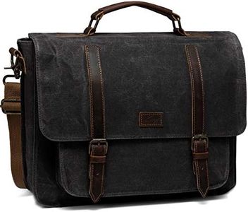 Messenger Bag for Men, Kasqo Water-Resistant Waxed Canvas Fits 15.6 inch Laptop Briefcase Shoulder Bag Satchel for Work Business