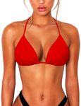 OZICERD Triangle Bikini Tops for Women Bathing Suit Top Swim Push up Bikini Top Femme Halter Red S