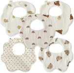 REBE & CO Baby bibs, muslin 6 layers, 100% Organic Cotton for Drooling, for boy and girl newborn, absorbents, unisex, boho by , Beige Pack B, Small