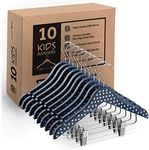 ZOBER High-Grade Wooden Childrens/Kids Hangers with Clips (10 Pack) for Toddler,Dresses, Skirts, Pants, Cute & Charming, Durable Baby Cloths - 12.5 Inch - 360° Hook & Cut Notches