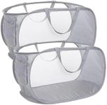 IREES Durable Collapsible Laundry Baskets, 2PCS Mesh Pop Up Laundry Hamper,Lightweight Mesh Basket with Reinforced Carry Handles for Laundry, Dormitories, Families, Travel, and Camping (Gray)