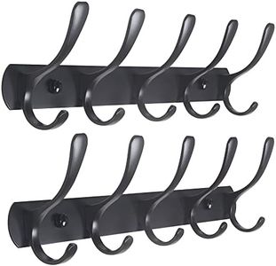 SKOLOO Moderno perchero de pared con 5 ganchos, paquete de 2, perchero de pared de metal para colgar abrigos, chaquetas, mochilas y sombreros, Perchero de pared en negro