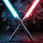 CSNDICE 2 Packs Dueling Lightsabers, RGB 20 Colors Light Sabers with FX Sound, USB-C Rechargeable Metal Hilt Lightsabers for Kids Adults, Galaxy War Fighter Cosplay Birthday Role Play Toys Gift
