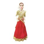 Maalona | Kavya | Indian Doll in Saree | Fully Foldable | Long Hair | Hand Stitch Clothes (11.3 inch, Maroon)