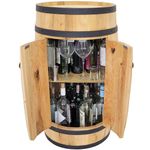 weeco Wooden Barrel Bar with Doors, 80cm Hi Drinks Cabinet | Wine Rack