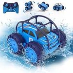 Amphibious Remote Control Car, Rechargeable Direct Charging RC Cars 360° Flip Waterproof RC Stunt Car 2.4Ghz 15KM/H 4WD All Terrain RC Race Car Toy Xmas Gift for Boys and Girls Age 3-12