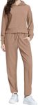 WIHOLL Track Suits For Women Set 2 Piece Outfits Sweatsuits For Women Fall Hoodie And Sweatpant Set khaki XL