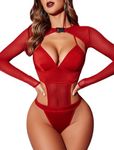 Avidlove Valentines Lingerie for Women Red Teddy Bodysuit Set Sexy Lingerie Outfits