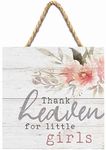 P. Graham Dunn Thank Heaven For Little Girls Floral White 7 x 7 Wood Pallet Wall Hanging Sign