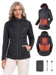 Vofuoti Heated Jacket for Women Hooded Heated Coat with 10000mAh Power Bank Electric Heating Coat for Outdoor Camping Hiking