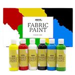 Nazca Professional Quality Fabric Paint - 6 Colours x 100ml - Permanent Textile Acrylic Paint Ideal for T-Shirts, Bags, Jeans, Sneakers, Leather and Any Kinds of Fabric - Great Coverage Capacity