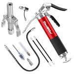 CarBole Grease Gun 8000PSI with Coupler and 3 Flexible Hoses and Metal Extension Tube,With Four Nozzle Types and Suitable for Different Scenarios,Compatible with 400cc Cartridge