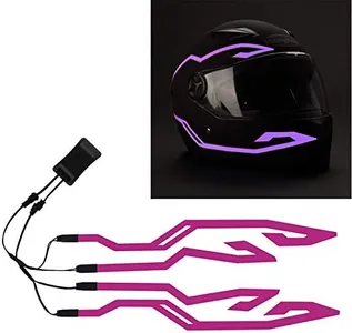 4PCS Upgrade Rechargeable Motorcycle Helmet Light, Night Riding Signal Helmet EL Light Sticker, 3 Mode Led Helmet Light Strip Accessories for Motorcycle, Bike Helmet (Purple, Rechargeable Powered)