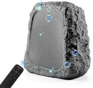 BlitzRock 2026 Upgraded Outdoor Rock Speakers 30W(60W Paired) Hi-Fi Sound, Multi-Sync up to 100Pcs, Remote Control, Waterproof Solar-Powered for Patio Garden Backyard Pool Party, 2 Packs