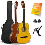 3rd Avenue XF Full Size 4/4 Classical Spanish Starter Beginner Pack Acoustic Guitar with Nylon Strings, Gig Bag, Capo and Picks – Natural