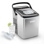 Chefman Dual-Size Countertop Ice Maker Machine, Portable, Creates 2 Cube Sizes in 6 Mins, Holds 1.3 lb. of Ice, Makes up to 26 lb in 24 Hours, Self-Cleaning Scoop Included, Stainless-Steel