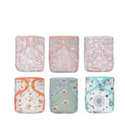 KaWaii Baby 6 Happy Leak-Free Cloth Diaper Covers, Double-Layer adjustable to fit babies 8-36 pounds, Happy Princess