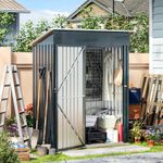 MistMo 5X3X6.1FT Outdoor Steel Storage Shed with Frame Floor and Lockable Doors, Ideal for Garden, Backyard, Patio Storage