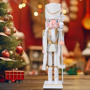 Chonsun Christmas Nutcracker Decorations Nutcracker Figure 15 Inch Wooden Nutcrackers Collectible Ornament Nutcracker Soldier for Table Desktop Home Christmas Decor Xmas Indoor Decor White King