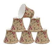 Aspen Creative 30005-6A Small Bell Shape Chandelier Clip-On Lamp Shade Set (6 Pack), Transitional Design in Floral Print, 5" Bottom Width (3" x 5" x 4")