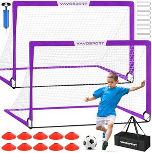 Kids Soccer Goals for Backyard Set - 2 of 6x4 ft Portable Soccer Goal Training Equipment, Practice Soccer Net with Soccer Ball, Cones, Bag, Soccer Set for Kids Youth Toddler Games, Sports Outdoor Play